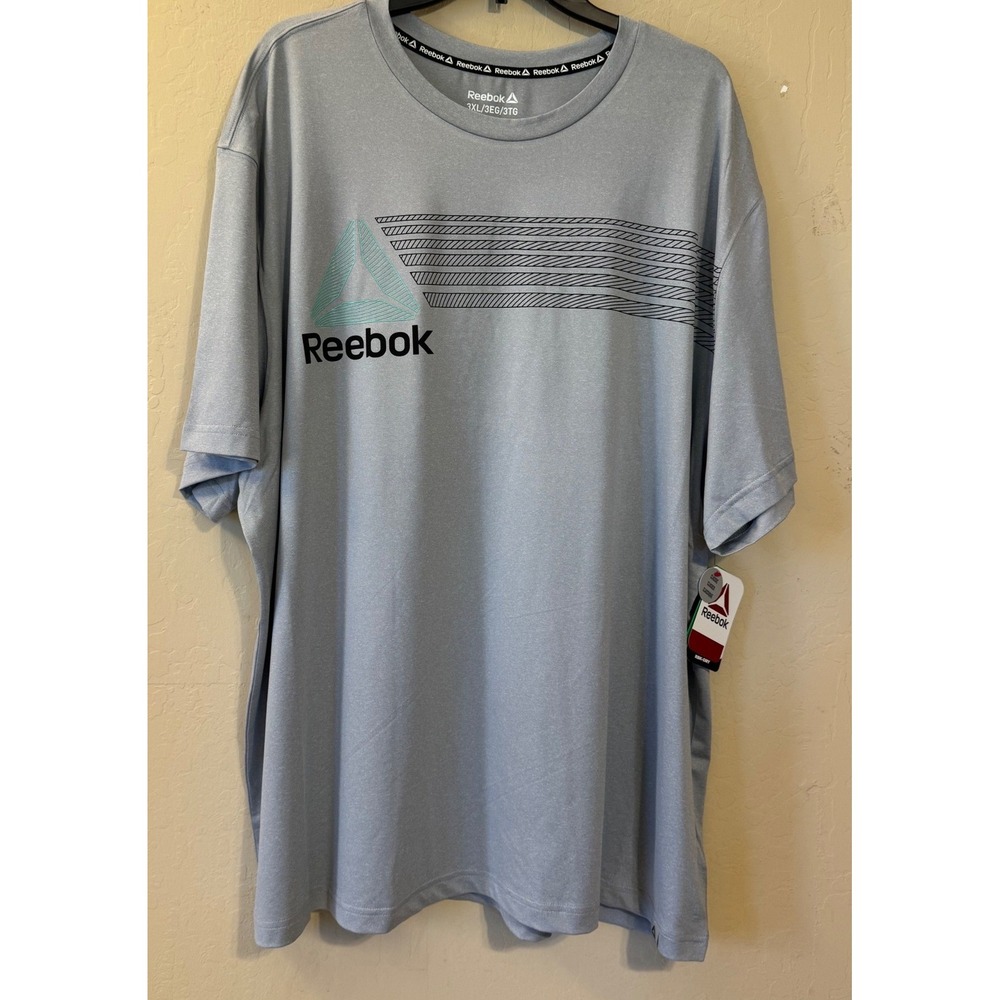Reebok T-Shirt Men 3XL Gray Graphic Activewear Training Running Tee NEW